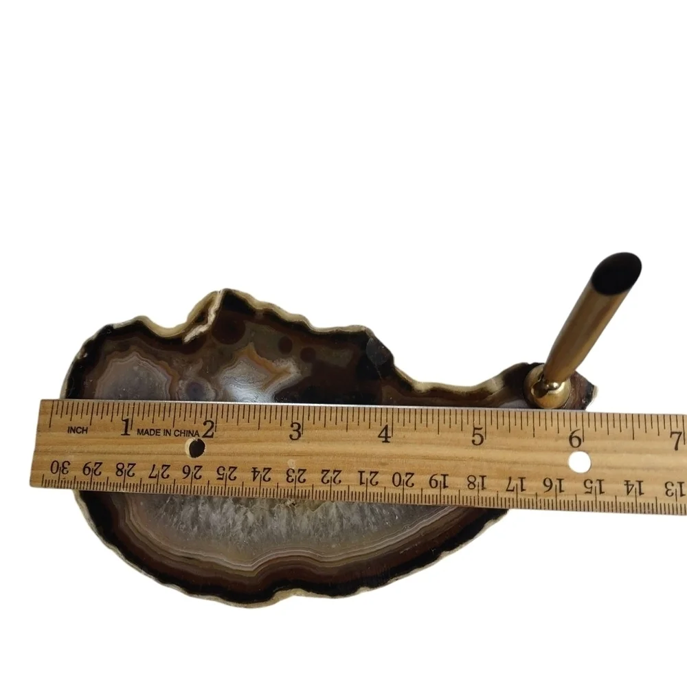 Vintage Sliced Agate Quartz Pen/Pencil Holder/Desktop/Purple/Mauve Size 6X3.5X1